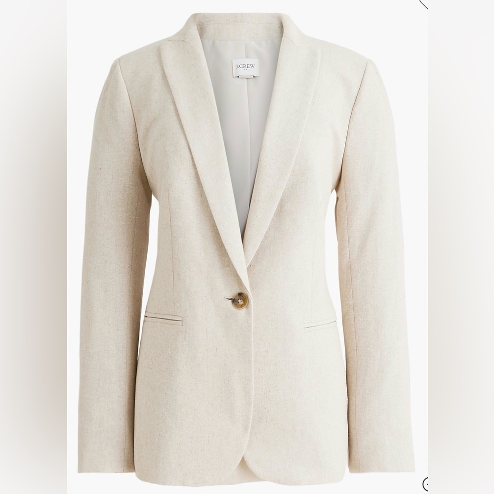 J. Crew Women’s Linen-Blend Cream Single-Button Blazer